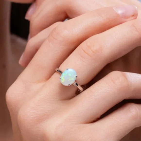 Solid 14k Genuine Natural Australian fire Opal Ring - Picture 7 of 9